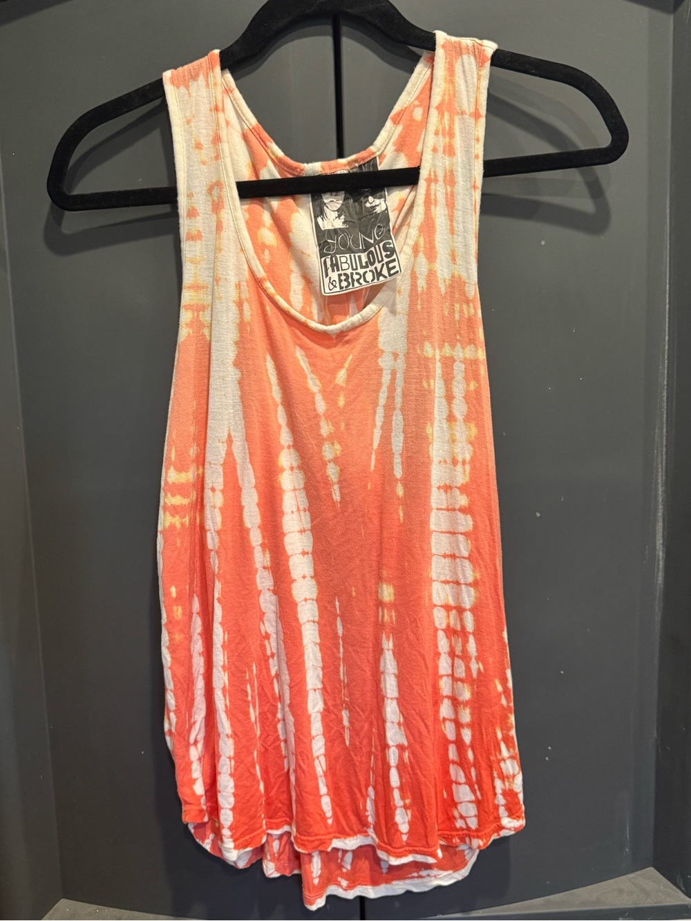 Young Fabulous & Broke Coral and White Tie-Dye Tank